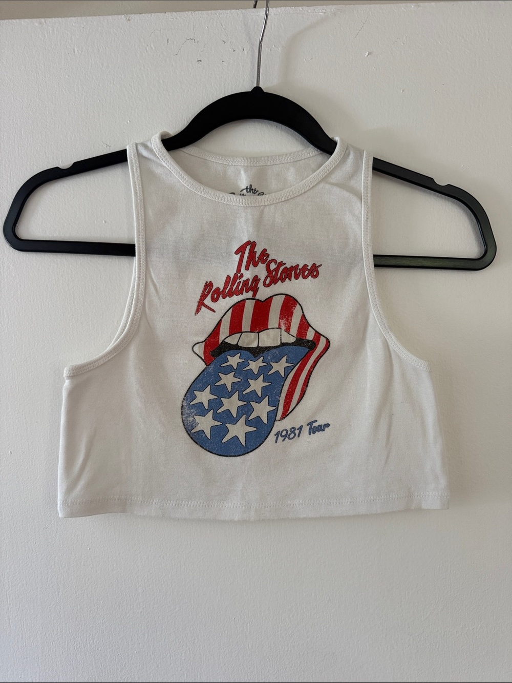 The Rolling Stones White Red and Blue Flag Crop Tank